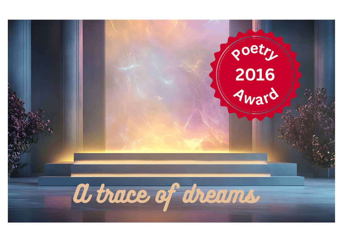 doorway flanked by two small trees and colored light whirling outside the door